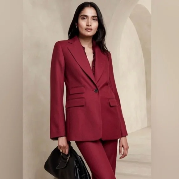 Banana Republic Lido Sculpted Italian Wool Blazer Suit Set Size 2 - Picture 1 of 6